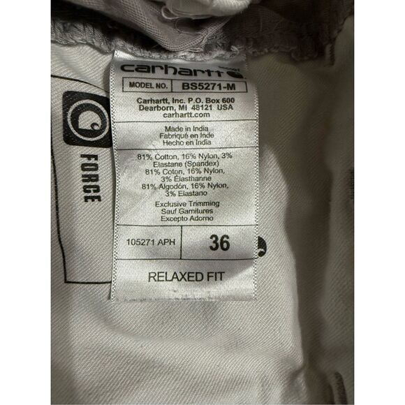 Carhartt Relaxed Fit G Force Gray Men’s Work Shorts Sz 36 - Picture 9 of 9